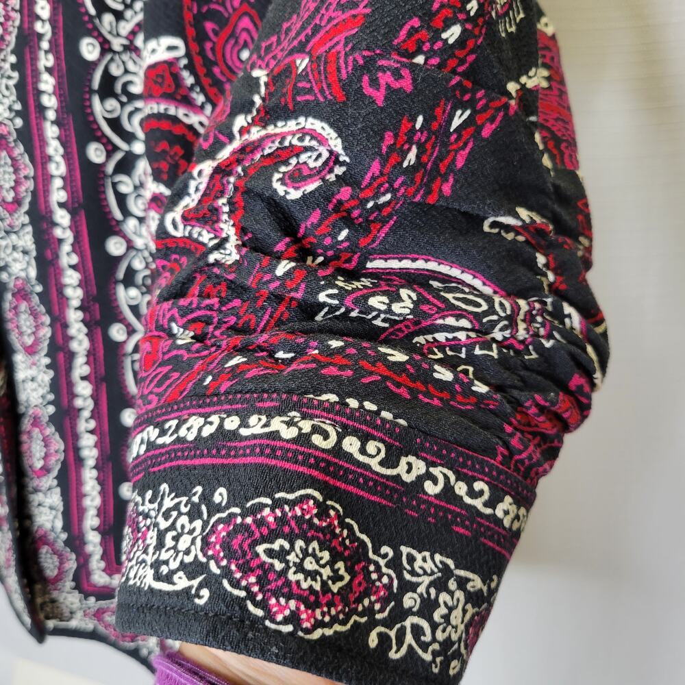 Coldwater Creek Black Pink Paisley Open 3/4 Sleeve Jacket, 14 - Picture 8 of 11